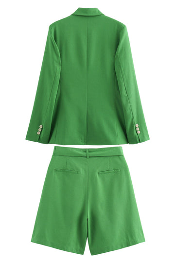 Grøn 2-delt Peak revers dobbeltradet dame galladragter